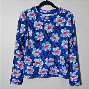 Hanna Andersson Girl's Navy Floral Rash Guard Top Size 8 UPF 50+ Swim Rashguard